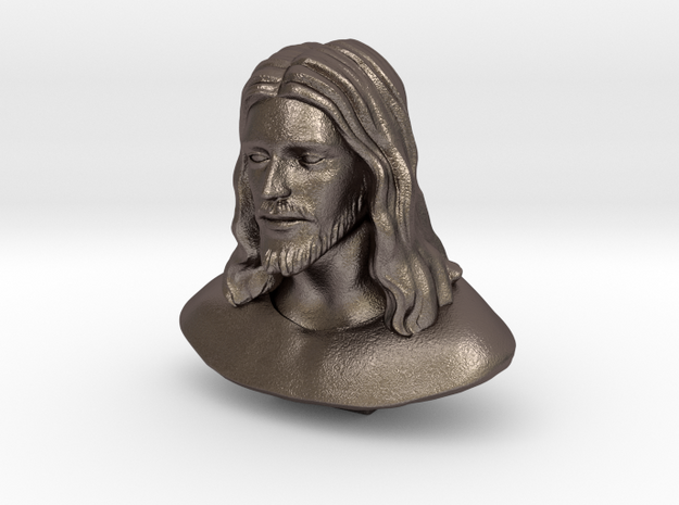 Jesus Christ (Matte - Polished Gold Steel) in Polished Bronzed Silver Steel