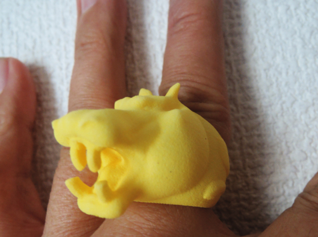 Hippopotamus ring in Yellow Processed Versatile Plastic