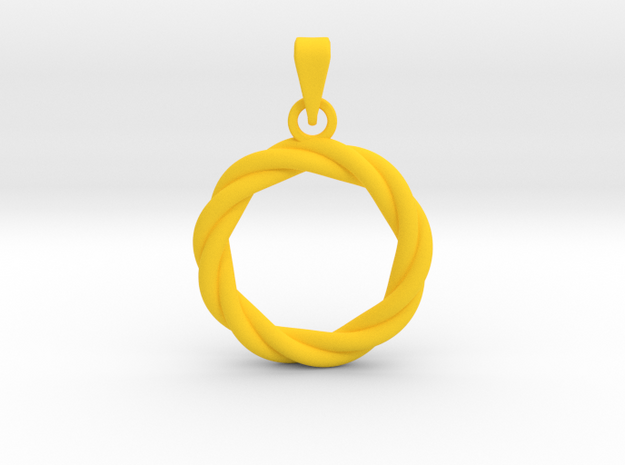 0210 Knot Pendant [3,3] (3cm) #001 in Yellow Processed Versatile Plastic