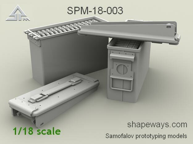 1/18 SPM-18-003 .30cal (7,62mm) ammobox opened in Clear Ultra Fine Detail Plastic