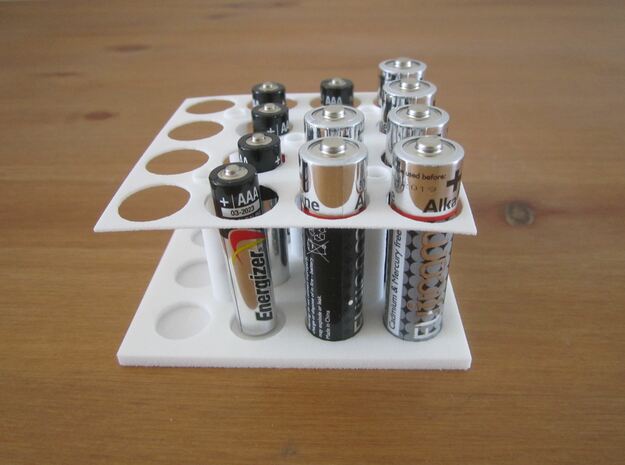 AA AAA Battery Holder X16 in White Natural Versatile Plastic