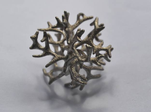 3-dimensional Coral Pendant in Polished Nickel Steel