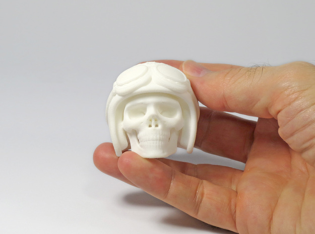 Easy Rider Skull (50mm H) in White Processed Versatile Plastic