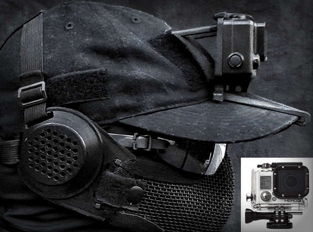 Hat Mount GoPro HERO 3/4 (Full Size Case) in Black Natural Versatile Plastic