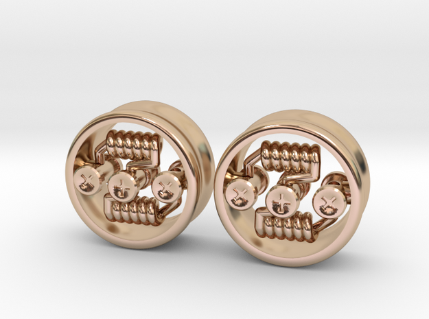 NEW! RDA PLUG STYLE EARRINGS 5/8" (Pair) in 14k Rose Gold Plated Brass