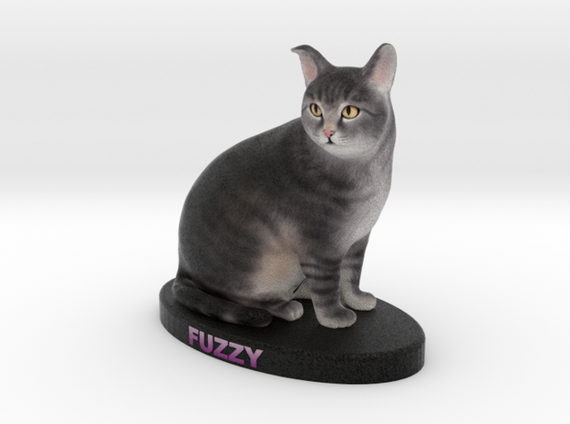 Custom Cat Figurine - Fuzzy in Full Color Sandstone