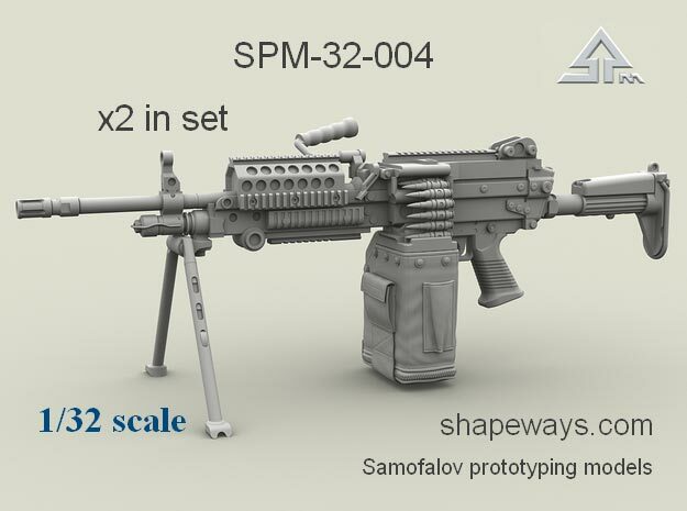 1/32 SPM-32-004 m249 MK48mod0 7,62mm machine gun in Clear Ultra Fine Detail Plastic