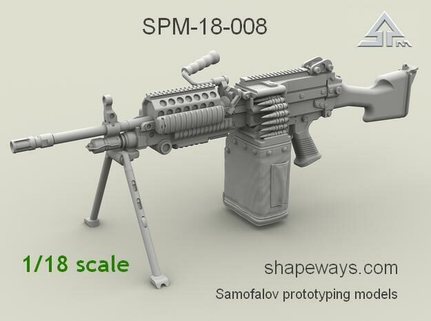 1/18 SPM-18-007 m249 MK48mod0 7,62mm machine gun in Clear Ultra Fine Detail Plastic