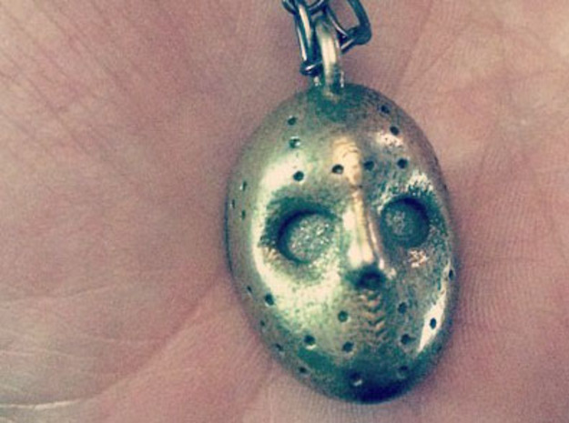 Jason Voorhees Friday the Thirteenth Hockey Mask in Polished Bronzed Silver Steel