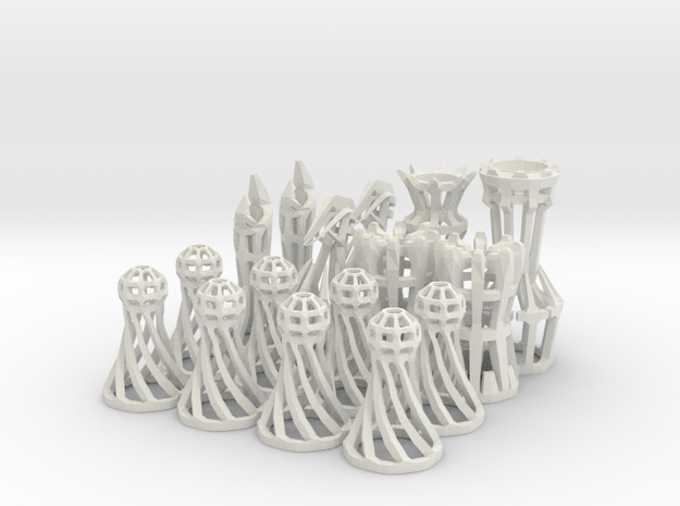 The Wire - Chess Set in White Natural Versatile Plastic