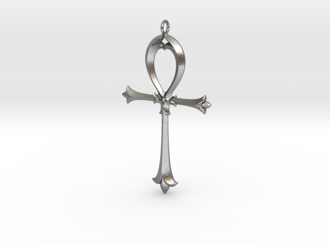 Nouveau Ankh in Solid Raw Silver
