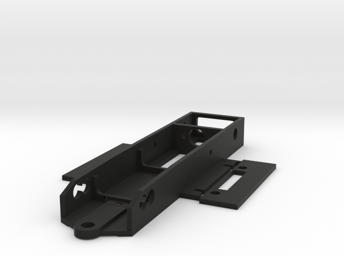 The chassis as delivered from Shapeways. Body mounts are integrated in the design 