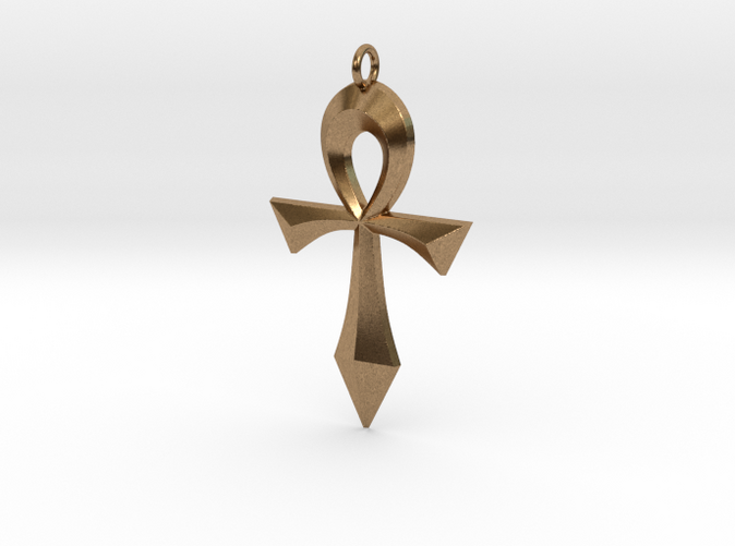 Swept Ankh in Solid Raw Brass