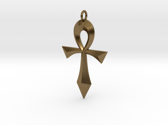 Swept Ankh in Solid Raw Bronze