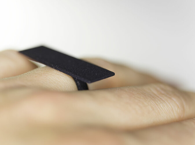 The Censorship Ring, 3D printed in Black Strong & Flexible plastic.
