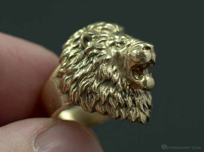 Men's Lion Ring Diamond .25 Ct D Vs1 14k Yellow Gold - Cali-Diamonds |  Call: 310-663-1340