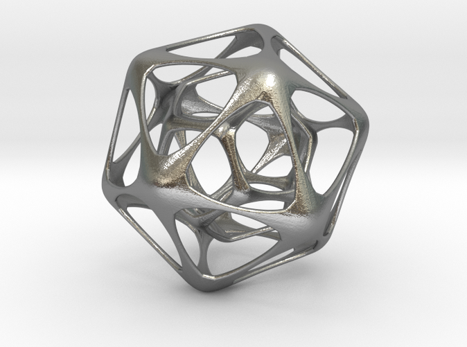 Render - Icosahedron-dodecahedron Pendant - Silver