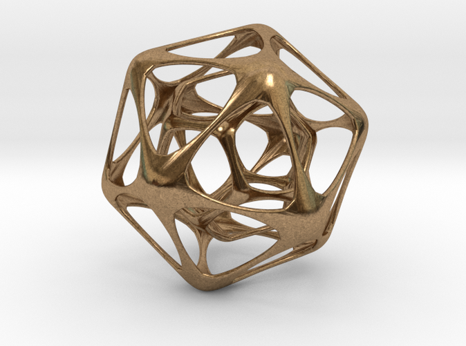 Render - Icosahedron-dodecahedron Pendant - Brass