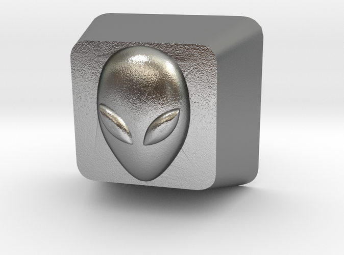 Custom 3D Alien Cherry MX Keycap in Raw Silver