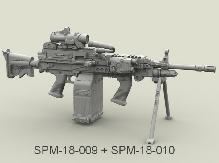1/18 SPM-18-009 m249 MK48mod0 7,62mm machine gun 3d printed 