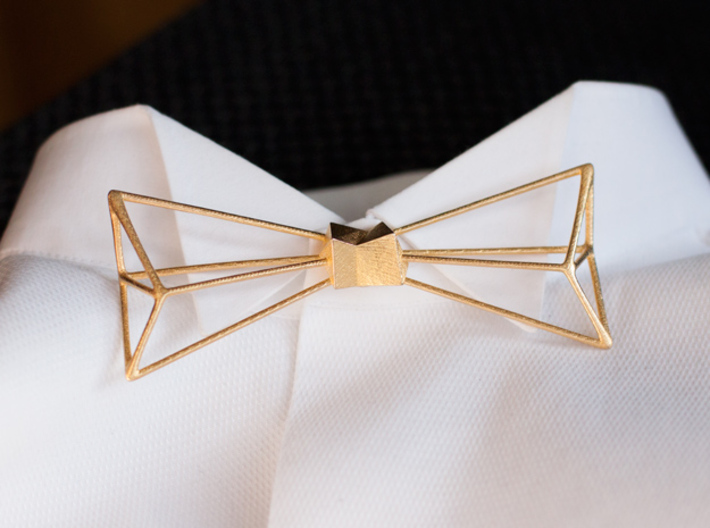 Bow Tie and Necklace in one 3d printed Bow Tie in Polished Gold Steel