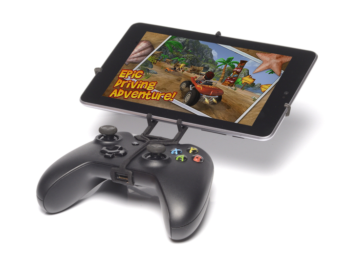 Controller mount for Xbox One & Lenovo Tab 2 A7-30 3d printed Front View - A Nexus 7 and a black Xbox One controller