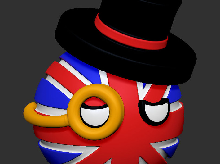 Countryballs UK with hat and monocle 3d printed Countryballs UK with hat and monocle - 3d render