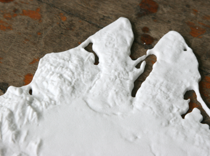 Martha's Vineyard, MA, USA, 1:100000, 13'' 3d printed Close-up of Vineyard Haven and Oak Bluffs on the 12" model