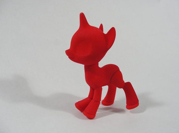 SMALL Pony: BJD Unicorn 3d printed wsf dyed in red from shapeways