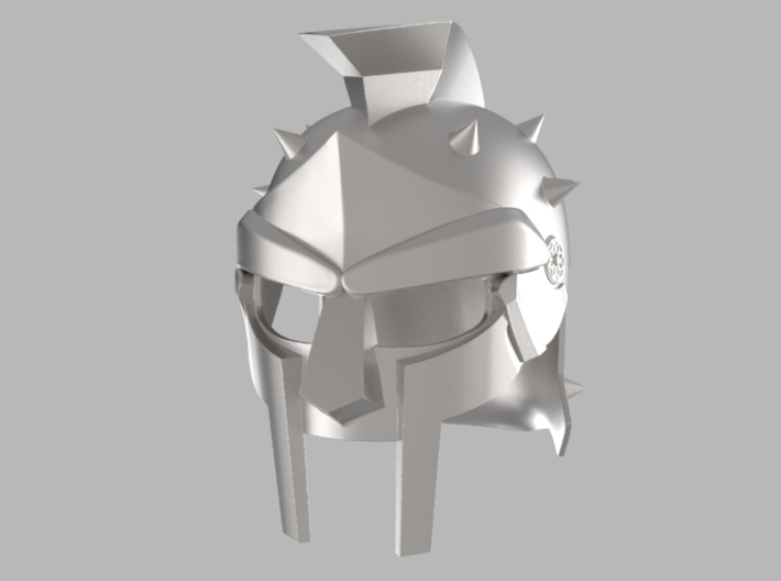Maximus Gladiator Helmet 3d printed Rencering of the model. Scratches added for rendering purposes only. The surface is intentionally smooth, so that the owner can modify the final appearance of texture.