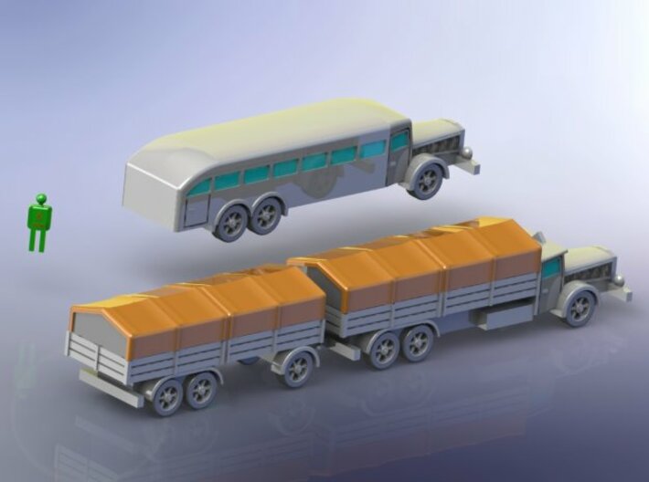 German VOMAG Bus, Truck and Trailer 1/220 Z-Scale 3d printed