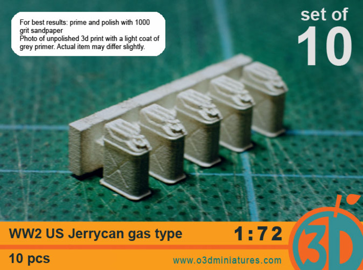 WW2 US gas Jerricans 1/72 scale pack of 10 3d printed
