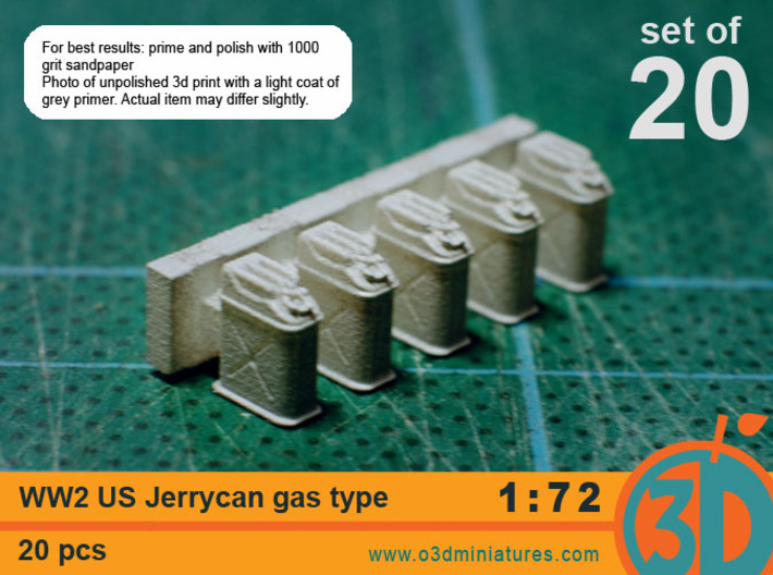 WW2 US gas Jerricans 1/72 scale pack of 20 3d printed