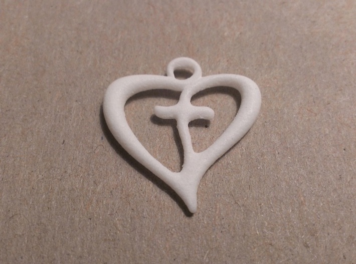 Cross My Heart Pendant 3d printed White Strong Flexible