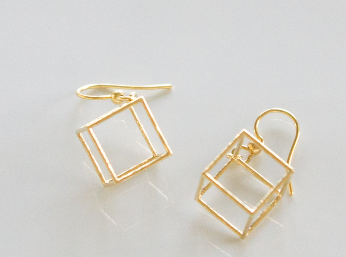 Cube earrings 3d printed 