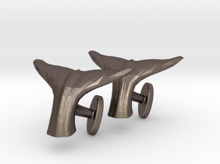 Whale tail cufflinks 3d printed