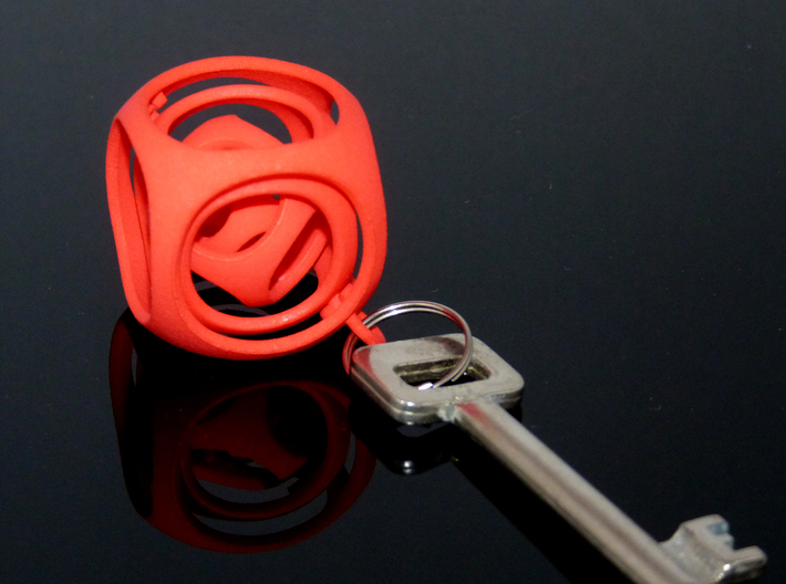 Gyro the Cube (S) (Ring + Smooth) 3d printed Coral red!