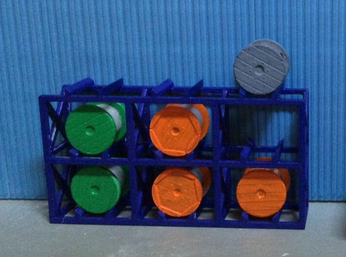 N Scale Cable Reel Storage + 6 reels 3d printed