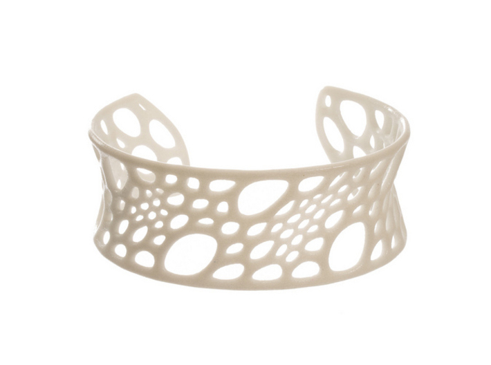 Bamboo Cuff 3d printed in White Strong & Flexible Polished