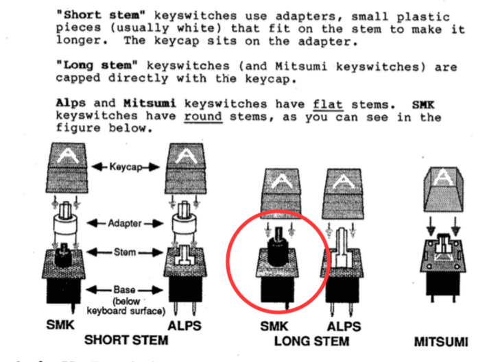 Apple IIe Keyboard - SMK Long Stem (set of 12) 3d printed 