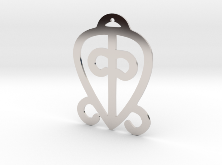 Adinkra Collection-Power Of Love Pendant (metals) 3d printed Adinkra symbol, &quot;Odo nyera fie kwan&quot;, represents the power of love and faithfulness