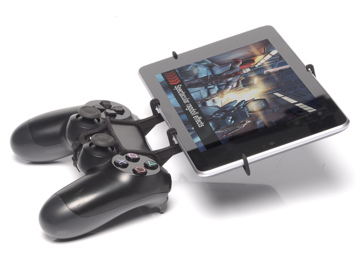 Controller mount for PS4 &amp; Insignia 8 Flex Tablet 3d printed Side View - A Nexus 7 and a black PS4 controller