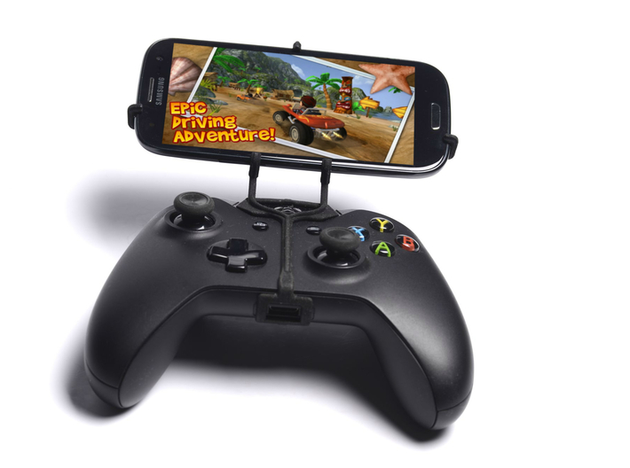 Controller mount for Xbox One & Asus Zenfone Zoom  3d printed Front View - A Samsung Galaxy S3 and a black Xbox One controller
