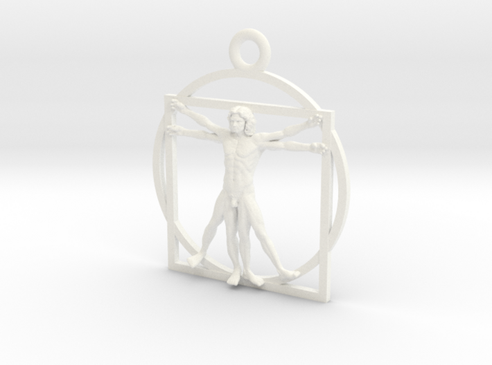 3D Printed Stainless Steel Vitruvian Man Keychain 3d printed