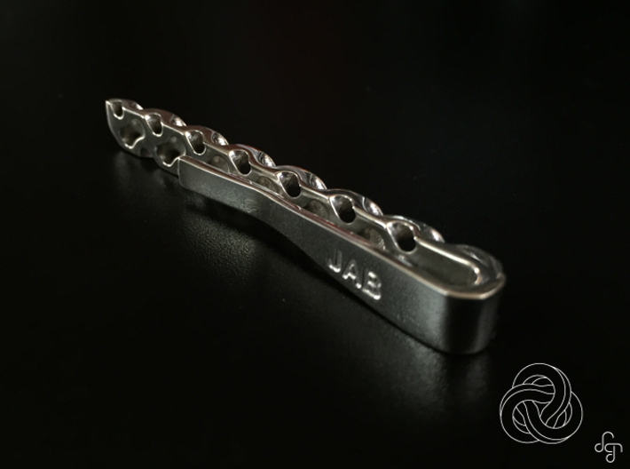 Gyroid Tie Bar 3d printed Back (Customized) [Polished Silver]