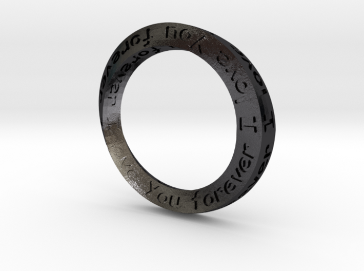 Mobius ring &quot;I Love You Forever&quot; Size 12 3d printed