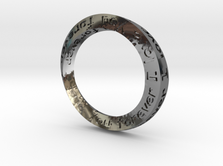 Mobius ring &quot;I Love You Forever&quot; Size 12 3d printed