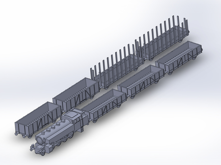 Mixed Freight Train Set 1 1/285 6mm 3d printed 