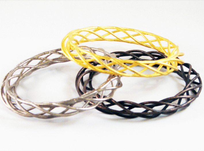 Twist Bangle A01L 3d printed Stainless Steel