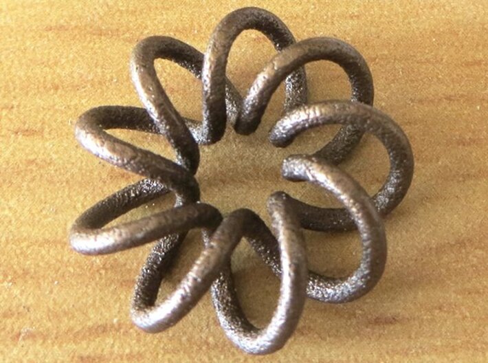 (9, 2) Spiral Torus 3d printed Matte Bronze Steel